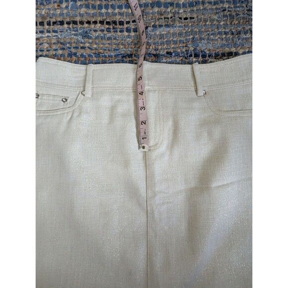 Cache Denim Gold Metallic Rhinestone Stud Skirt 4 Short Pockets Bling Mini Glitt - Picture 6 of 7